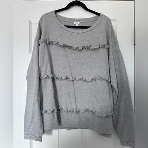 Crown & Ivy Gray Ruffle Lightweight Sweatshirt - Size XXL